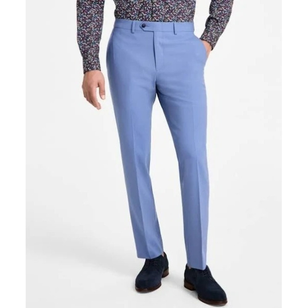 Bar III Mens‎ Slim fit Dress Pants Blue Solid Wool Blend 33W 30L F03392